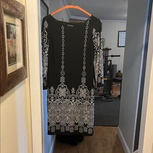 unfocus studio Black Dress with White Ornate Design